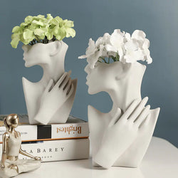 Nordic Style Human Face Creative Ceramic Vase Decor - Avenari Home & Life