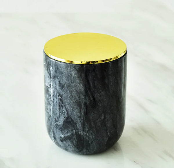 Marble Candle Holder – Rose Gold & Brass Accent Storage Cup - Avenari Home & Life