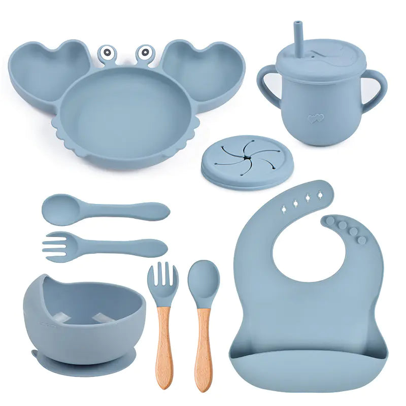 Silicone Crab Feeding Set with Suction Bowl and Spoon | Fun & Practical Baby Tableware