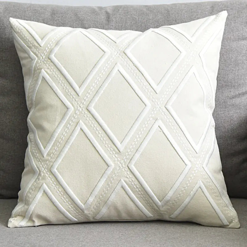 Modern Geometric Linen Embroidered Throw Pillow Cover - Avenari Home & Life
