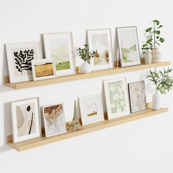 Picture Ledge Shelf Floating Shelves Set of 2 | 55-Inch Wall Mounted Shelves for Storage & Decor