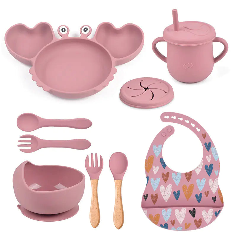 Silicone Crab Feeding Set with Suction Bowl and Spoon | Fun & Practical Baby Tableware