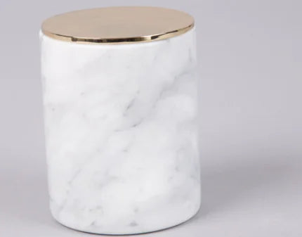 Marble Candle Holder – Rose Gold & Brass Accent Storage Cup - Avenari Home & Life