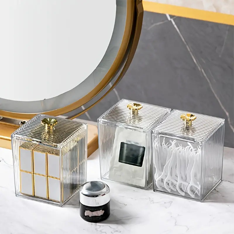 Cosmetic Cotton Swab Storage Box with Dust-Proof Cover - Avenari Home & Life