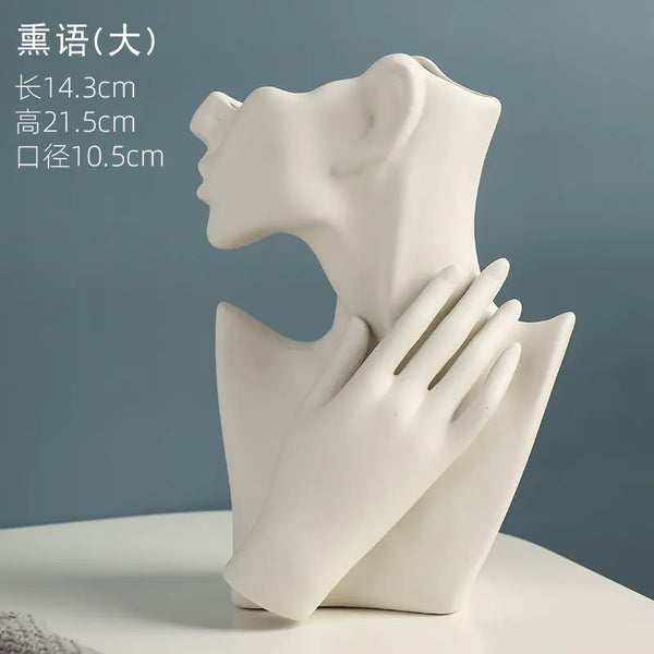 Nordic Style Human Face Creative Ceramic Vase Decor - Avenari Home & Life