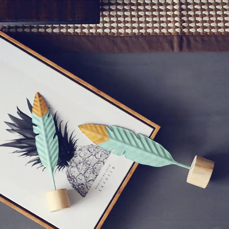 Metal Feather Decorative Piece - Elegant Home Decor Accent