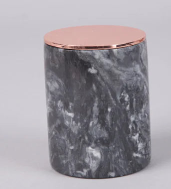 Marble Candle Holder – Rose Gold & Brass Accent Storage Cup - Avenari Home & Life