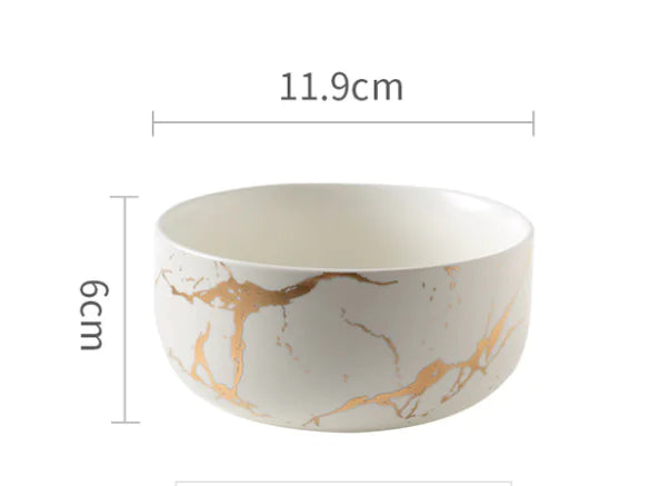 Nordic Frosted Ceramic Marble with Gold Thread Design - Avenari Home & Life