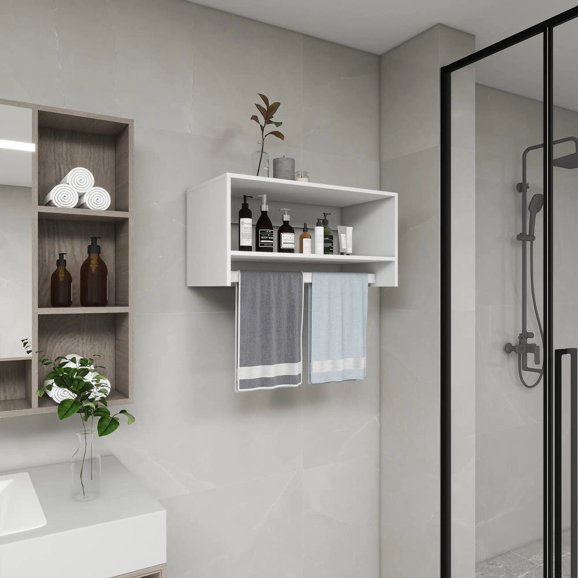 B2 Bathroom Shelves Modular Closet System | Wood Closet Organizer for Walk-In Closets